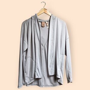INDYGENA Akoro Cardigan Gray Oversized Hooded Athleisure Movement Yoga Women XS
